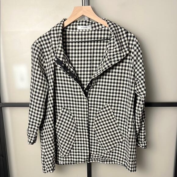 Vitamin Black and White Checkered Women's Jacket Size Small Made in USA - Picture 1 of 7